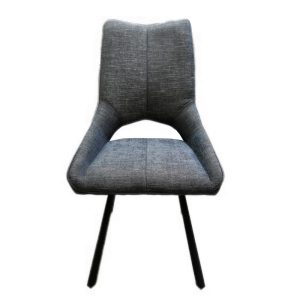 CHAISE GABRIEL PIEDS ANGULAIRE METAL NOIR ASSISE ANTHRACITE TISSU 52X63X94 CM