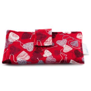 Portefeuille pour femme | Cœurs de laine sur fond rouge